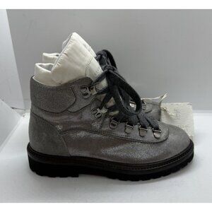 NWT Brunello Cucinelli Kids Color Block Ankle Length Lace Up Leather Boots Sz 2